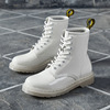Martens, demi-season boots English style for beloved, genuine leather, mid-length
