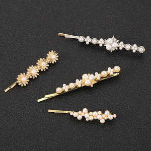 网红发夹子韩国日系珍珠一字夹刘海边夹发卡甜美成人发饰品批发女